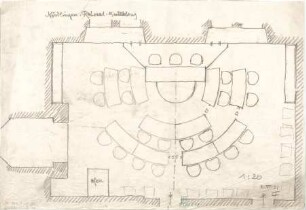 Fischer, Theodor; Nördlingen (Bayern); Rathaus, Umbau - Bestuhlung (Grundriss)