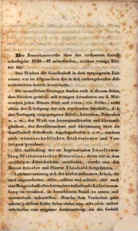 Jahresbericht der Wetterauischen Gesellschaft für die Gesammte Naturkunde zu Hanau. 1846/47, 1846/47