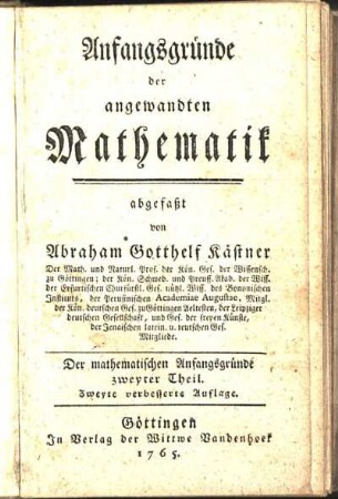 Theil 2: Anfangsgründe der angewandten Mathematik