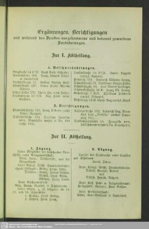 Ergänzungen, Berichtigungen
