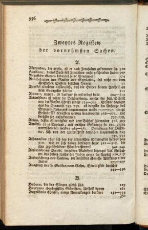 Zweytes Register der vornehmsten Sachen.