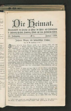 19. Jahrgang. No. 1. Januar 1909.