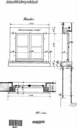 Wertheim: Nebengebäude Waschküchengebäude Detail Fenster (Ansicht,Schnitte)