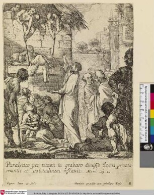 [Indem Christus einen Gelähmten heilt, beweist er, dass er die Macht hat, Sünden zu vergeben; Jésus-Christ prouve, en guérissant un paralytique, qu'il a le pouvoir de pardonner les péchés]