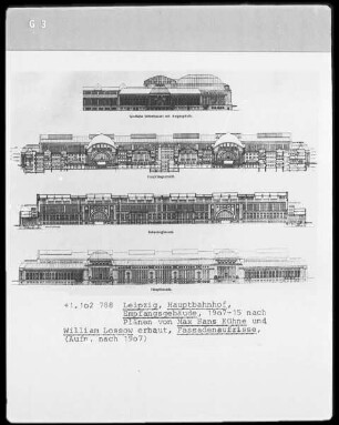 Leipziger Hauptbahnhof, Empfangsgebäude (1907-1915 nach Plänen von Max Hans Kühne und William Lossow erbaut)