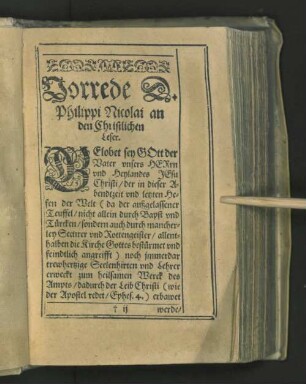 Vorrede D. Philippi Nicolai an den Christlichen Leser.