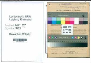 Entnazifizierung Wilhelm Hamacher , geb. 19.04.1909 (Arbeiter)