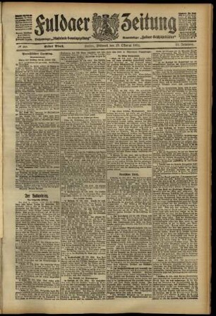Erste Ausgabe vom Mittwoch, den 23. Oktober 1912.