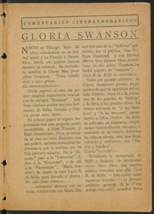 Gloria Swanson [Comentarios cinematografícos]