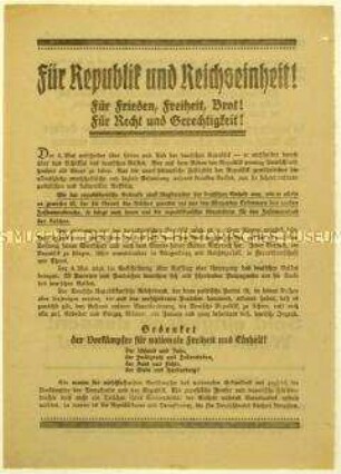 Aufruf des Deutschen Republikanischen Reichsbundes zur Reichstagswahl am 4. Mai 1924