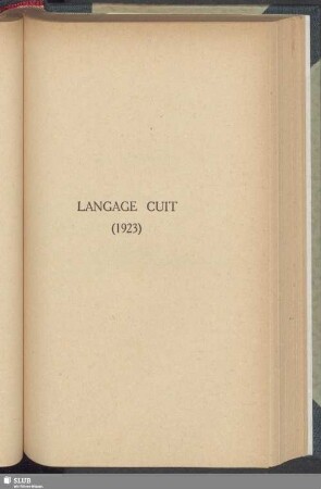 Langage Cuit (1923)
