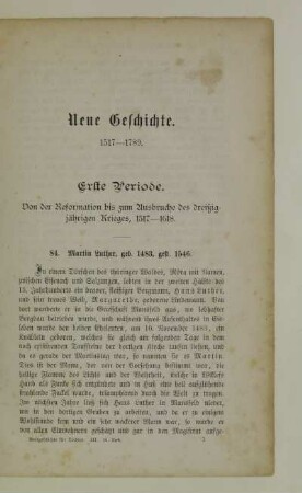 Erste Periode. Von der Reformation bis zum Ausbruche des dreißigjährigen Krieges, 1517 - 1618