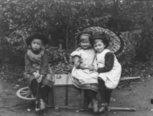 Drei Kinder im Garten