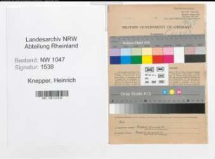 Entnazifizierung Heinrich Knepper , geb. 17.08.1908 (Beamter)