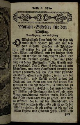 Morgen-Gebetter für den Dinstag.