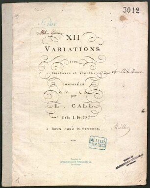 XII variations pour guitarre et violon
