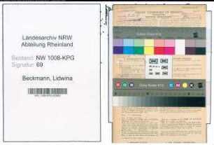 Entnazifizierung Lidwina Beckmann , geb. 03.06.1907 (Fuersorgerin)