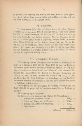 VII. Finanzielles Ergebniß