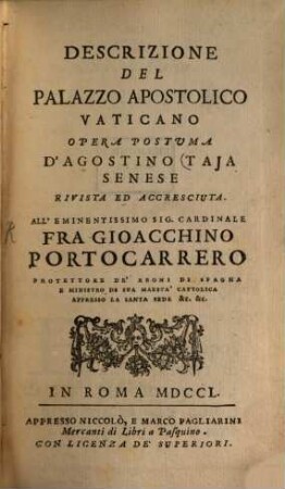 Descrizione del Palazzo Apostolico Vaticano