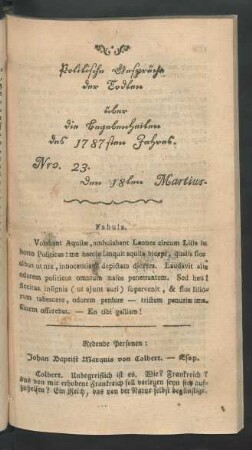 Nro. 23. den 18ten Martius