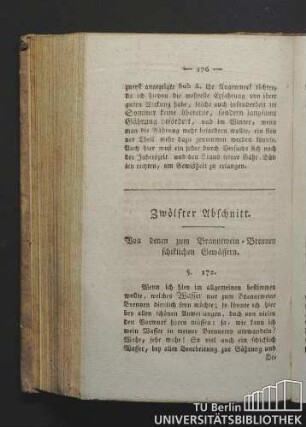 Zwölfter Abschnitt. Von denen zum Branntwein-Brennen schicklichen Gewässern.