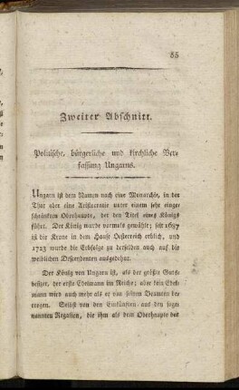 Zweiter Abschnitt. Politische, bürgerliche und kirchliche Verfassung Ungarns.