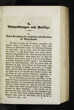 Ueber Erziehung des weiblichen Geschlechtes im Mittelstande