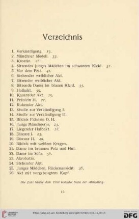 Verzeichnis (Nr. 1-104)