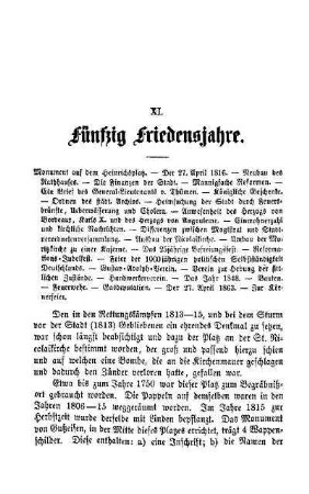 XI. Fünfzig Friedensjahre