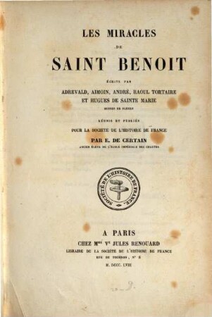 Les miracles de Saint Benoit