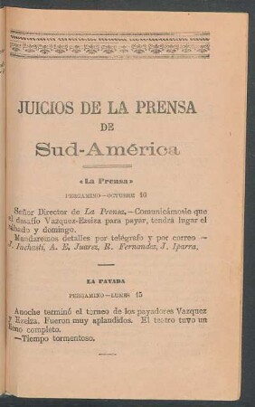 Juicios de la prensa de Sud-América