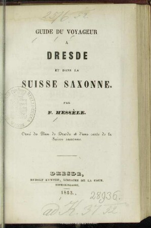 Guide du voyageur à Dresde et dans la Suisse Saxonne