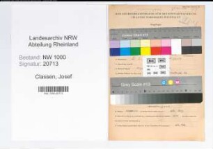 Entnazifizierung Josef Classen, geb. 21.02.1898 (Drechsler)