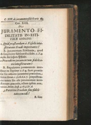 Cap. XIII. De Iuramento Fidelitatis Investiturae Annexo.