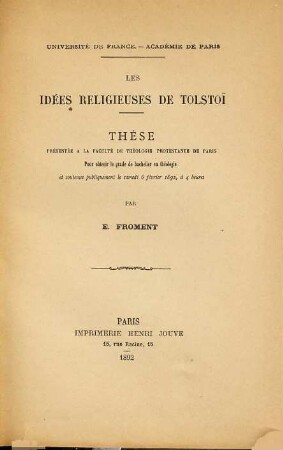 Les idées religieuses de Tolstoï