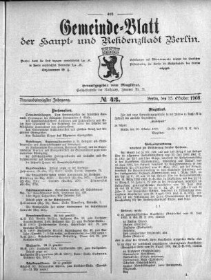 1908,43: No. 43, 25. Oktober 1908