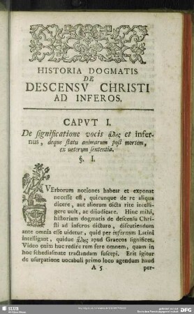 Caput I. De significatione vocis … et infernus, deque statu animarum post mortem, ex ueterum sententia