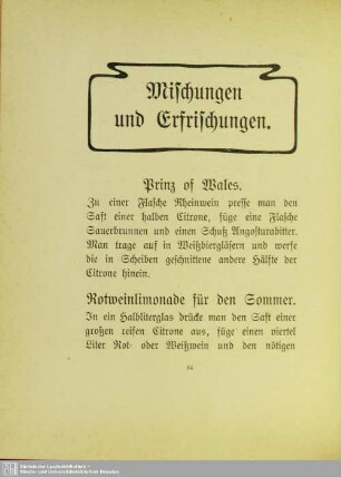 Mischungen und Erfrischungen