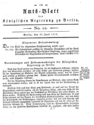 No. 22, 23. Juni 1819