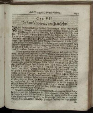 Cap. VII. De Lue Venera, von Frantzosen.