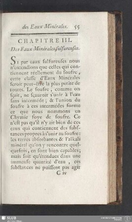 Chapitre III. Des Eaux Minérales sulfureuses