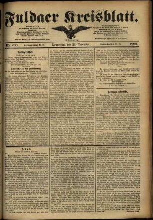 Ausgabe vom Donnerstag, den 22. November 1906.