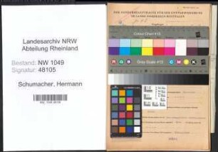Entnazifizierung Hermann Schumacher , geb. 11.06.1899 (Kaufmann)