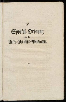 IV. Sportul-Ordnung für die Unter-Gerichts-Advocaten
