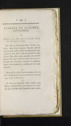 Pensées Et Maximes Détachées.