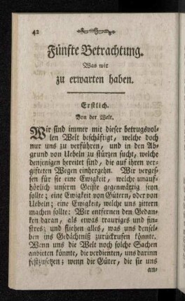Fünfte Betrachtung. Was wir zu erwarten haben.