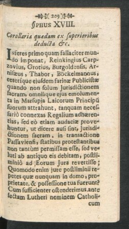 §phus XVIII. Corollaria quaedam ex superioribus deducta &c.