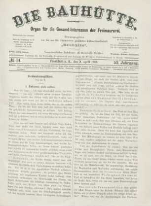 No. 14. Frankfurt a. M., den 3. April 1909. 52. Jahrgang.