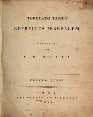 Torquato Tasso's Befreites Jerusalem, 1