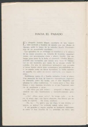 Hacia el pasado